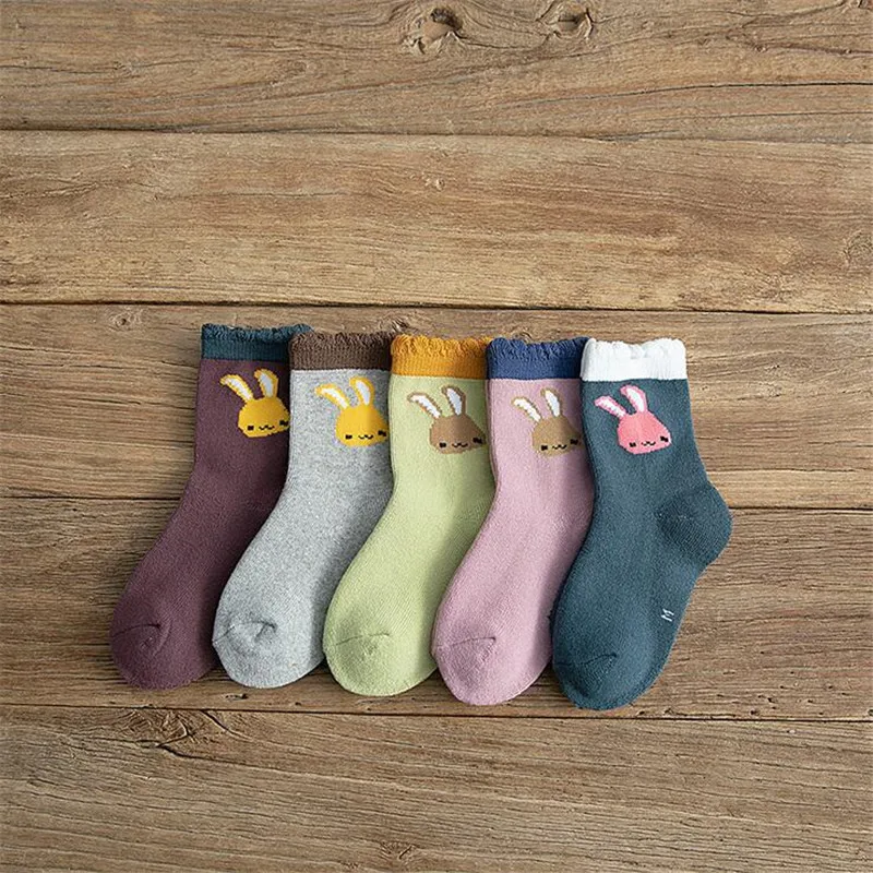 5 пар носков в году, осенне-зимние детские носки для мальчиков и девочек хлопок, утолщенные детские носки мод милый мультфильм мягкий детский носок От 1 до 12 лет - Цвет: A88-22