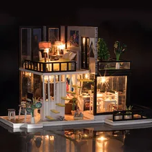 DIY деревянный кукольный дом кукольные домики миниатюрный лес в сентября кукольный домик набор мебели игрушки для детей Рождественский подарок
