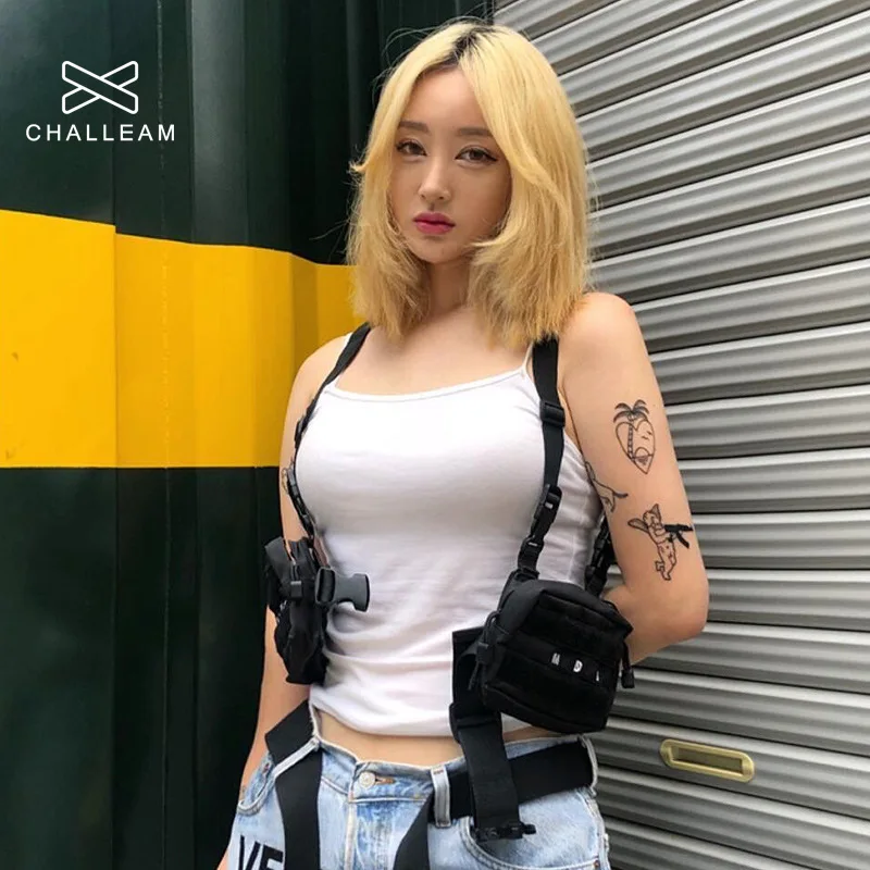 Women Tactical Hip Hop Streetwear Functional Chest Vest Rig Waist Bag