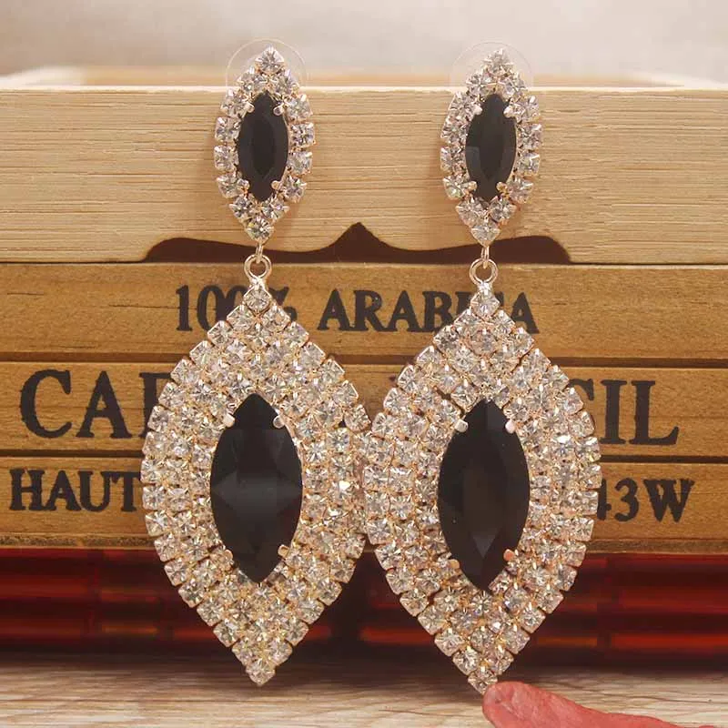 

16 Design Colorful rhinestone Earrings Earrings Women Excelletn Dangle Wedding Earring Jewelry champagne/hotpink /black Crystal