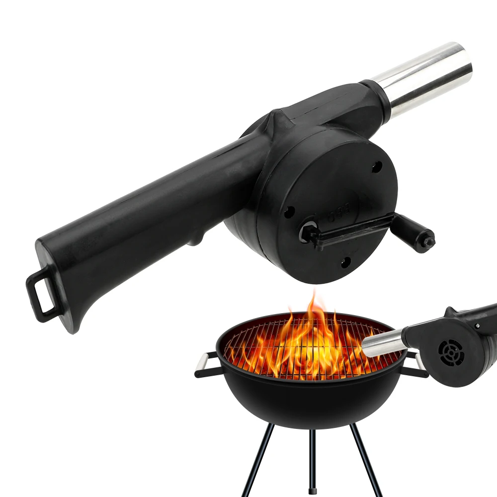 Hand Crank Barbecue Fan Air Blower Cooking BBQ Briquets Fire Bellows Outdoor *#