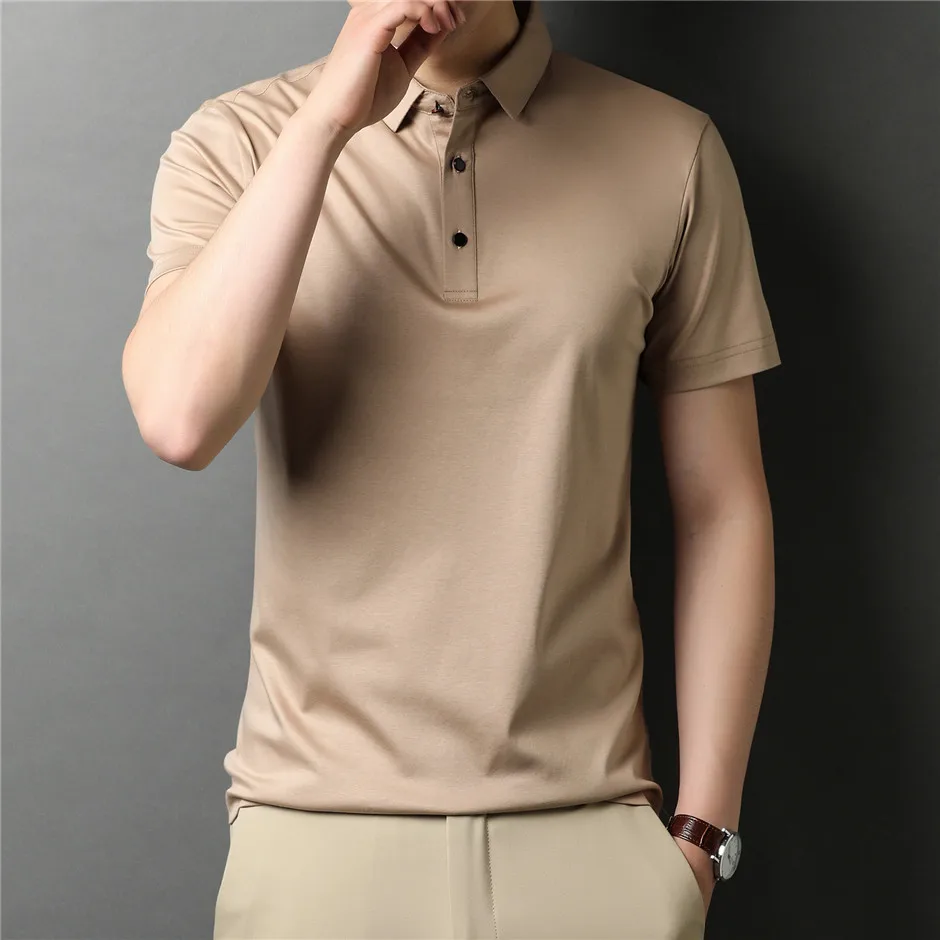 COODRONY Brand High Quality Summer Classic Pure Color Casual Short Sleeve 100% Cotton Polo-Shirt Men Soft Cool Clothing C5203S