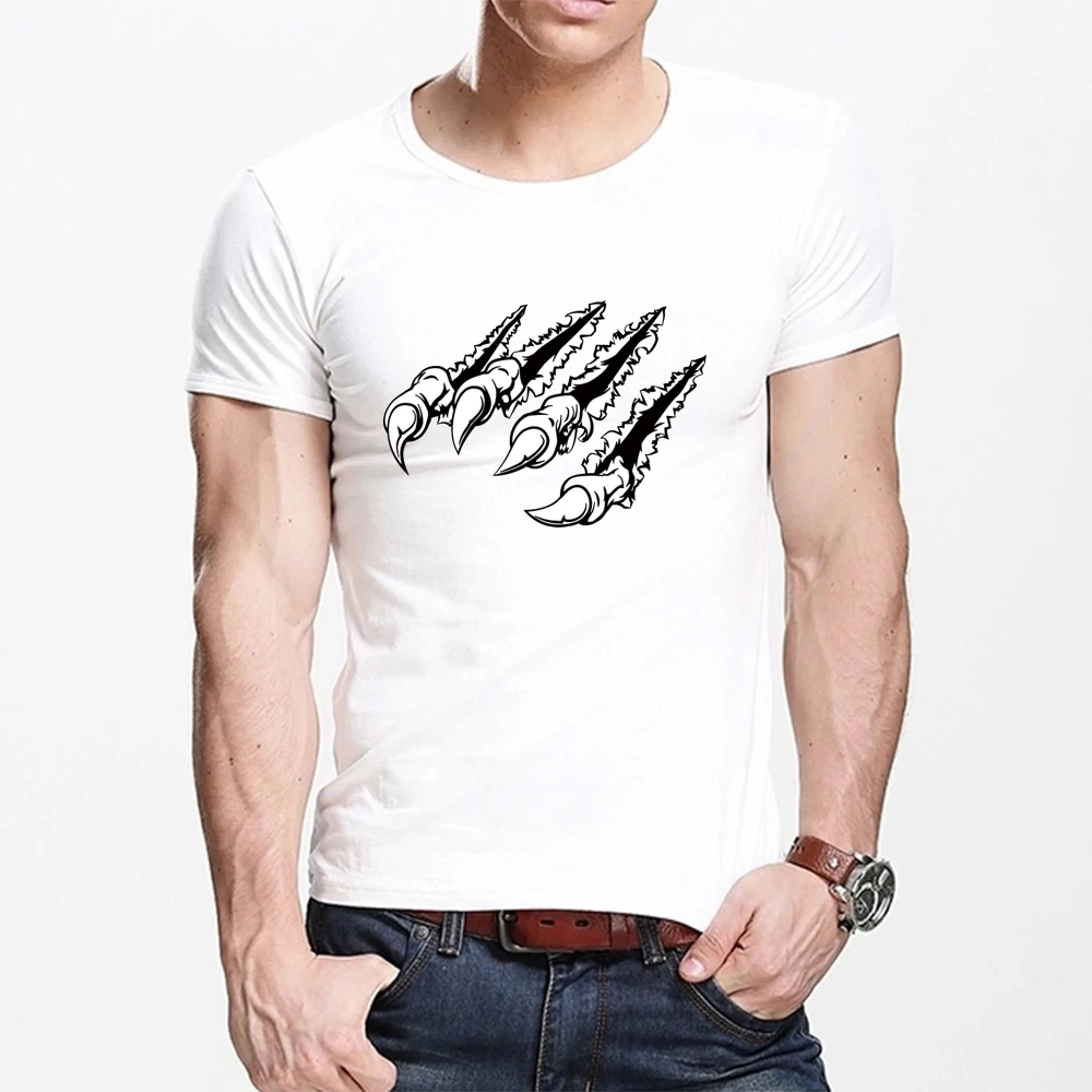 

MOUNTSHARP Summer T Shirt Men Harajuku Sharp claws and teeth Funny Print Tee Tops Short Sleeve male T Shirt Casual male Clothes