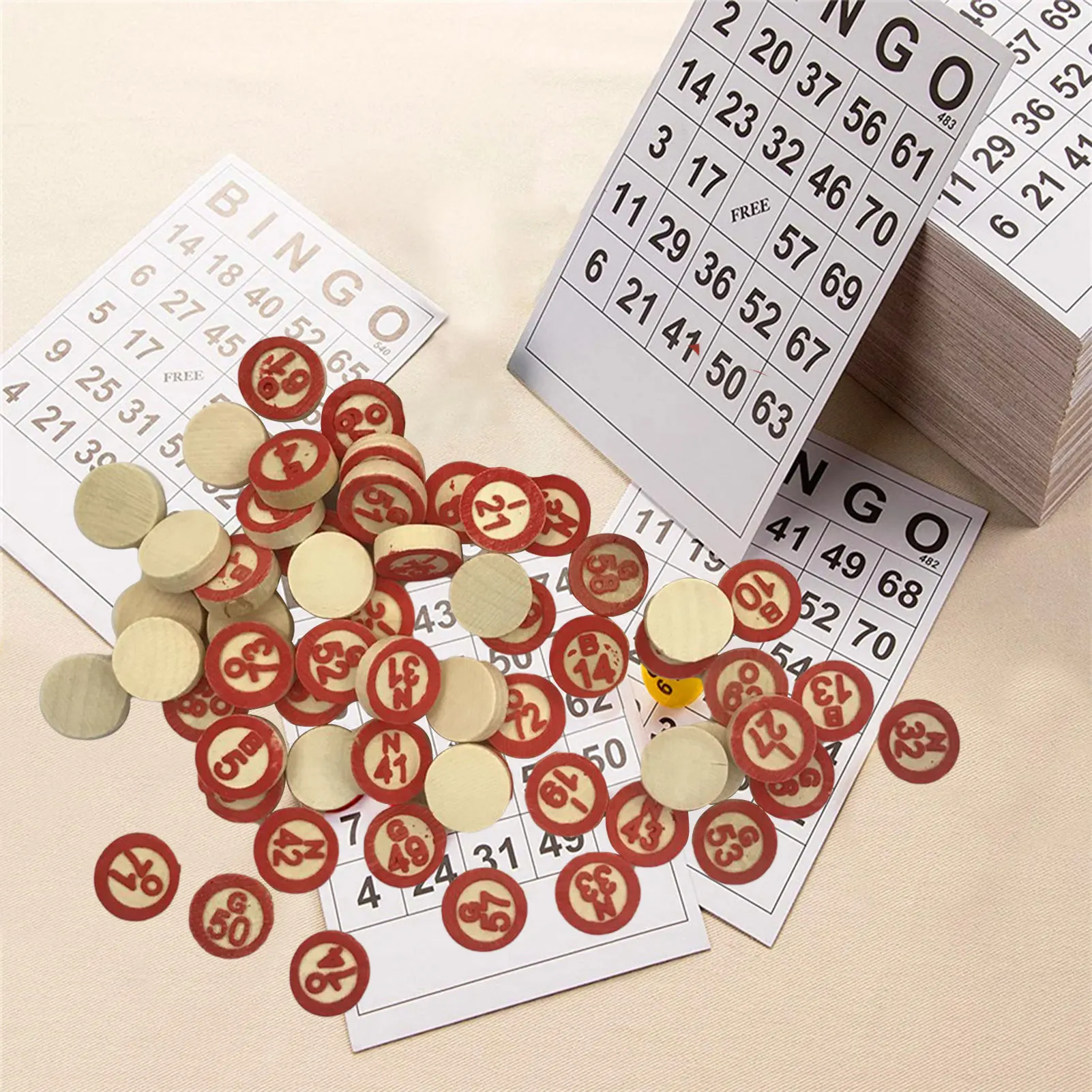 40x Bingo Cards 75 Numbers Chips Card Game for Kids Party Toy Board Game 