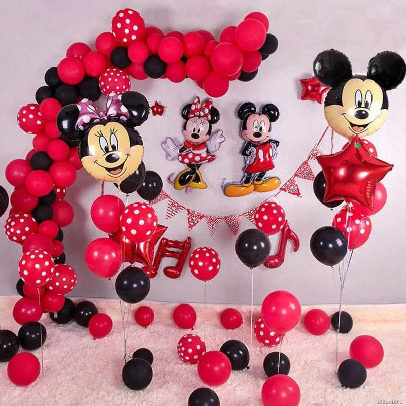 72Pcs мальчик девочка день рождения надувные шары Mickey Minnie Мышь ко дню рождения, вечерние украшения детский душ гелия точка латексные детские игрушки Воздушные шары