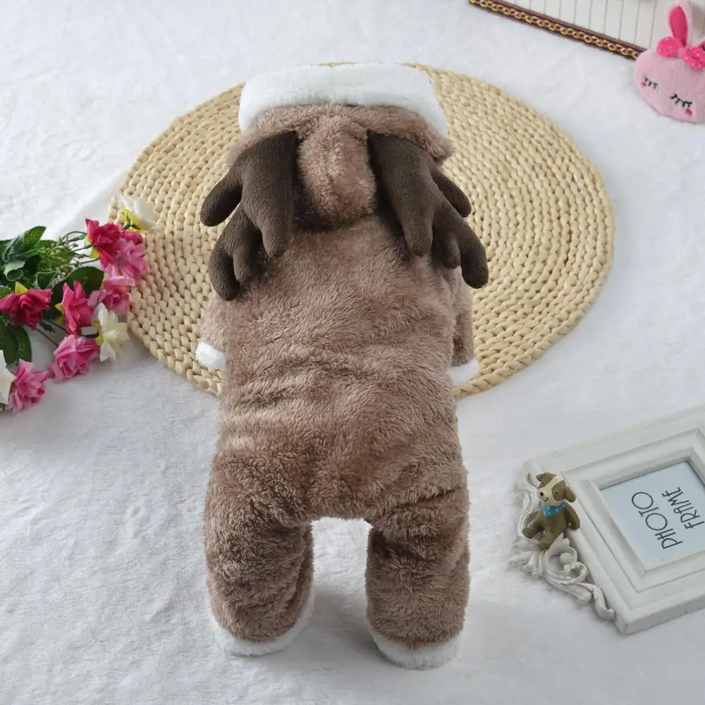 Одежда для собак зимнее двойное толстое пальто трансформация красный олень