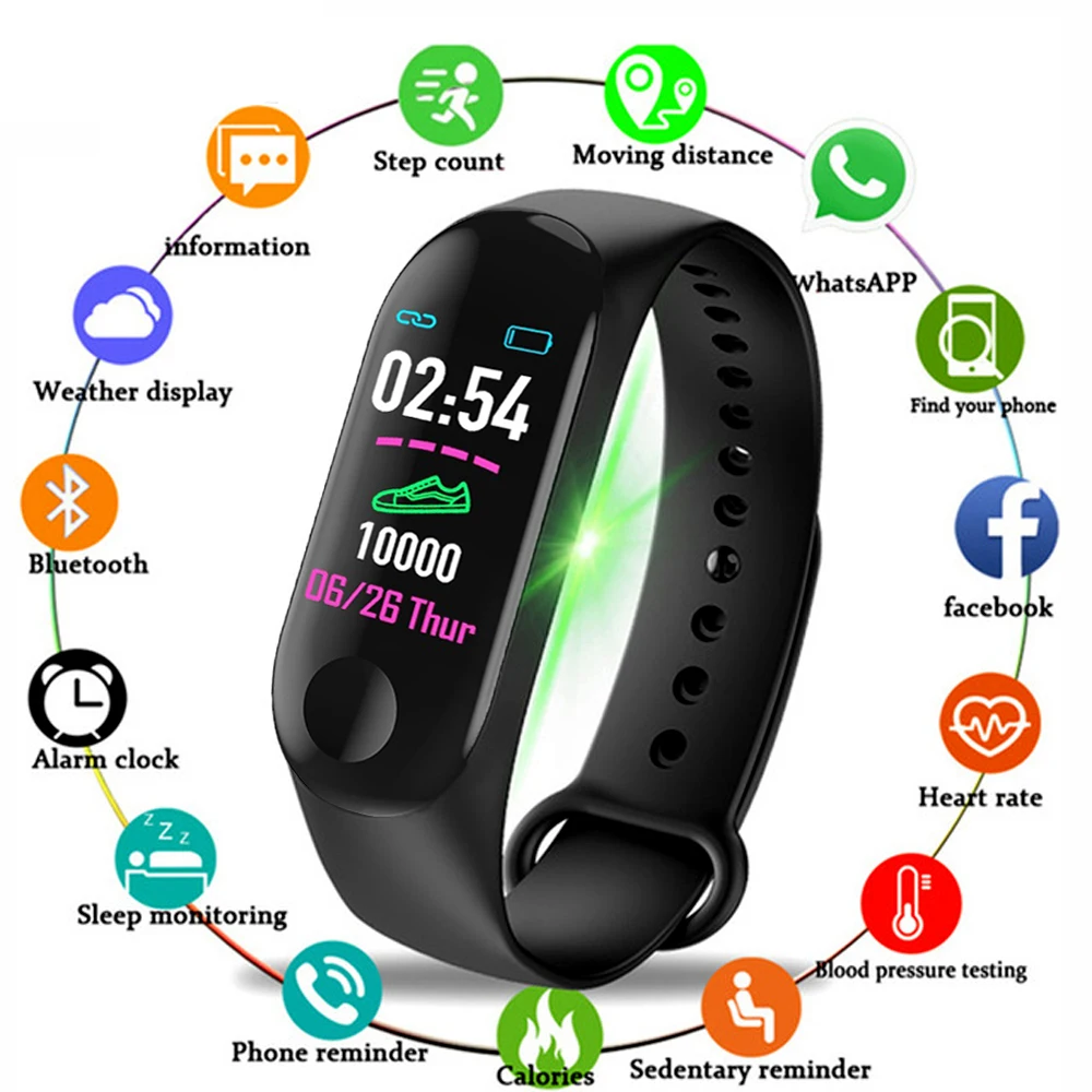  M3 Smart Bracelet Heart Rate Blood Pressure Health Waterproof Smart Watch M3 Bluetooth Watch Wristb - 4000411533699