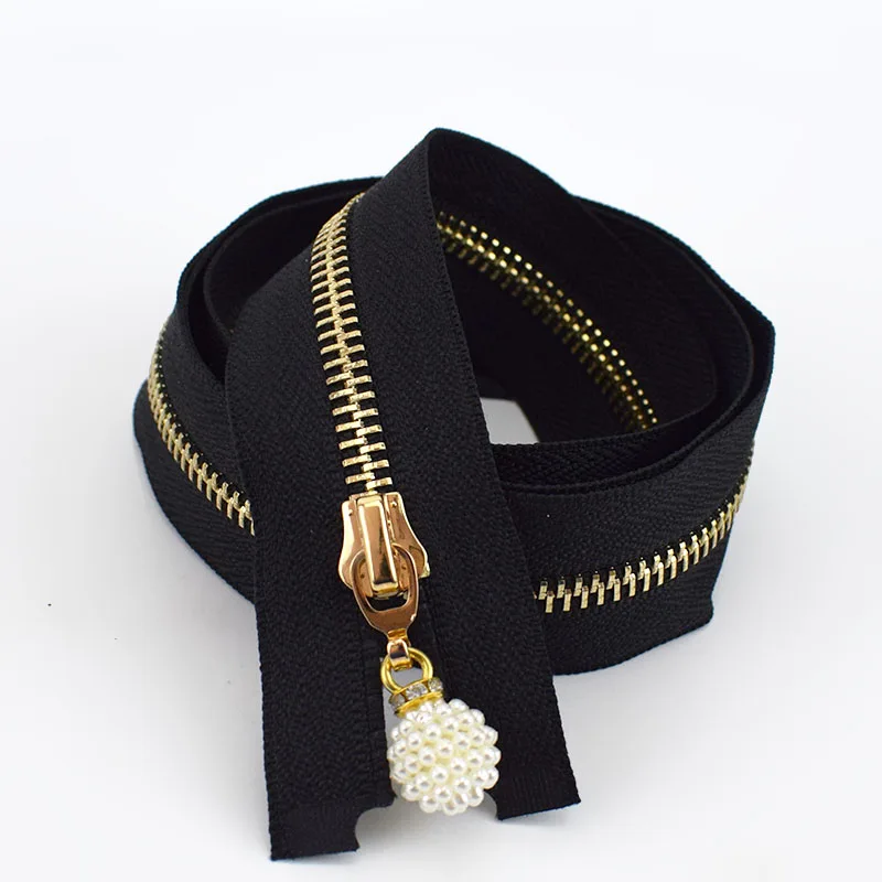 Black 2/5 шт 5# металлическая молния Длина золотые зубы открытый конец 85 см молния для пуховика пальто швейная одежда DIY аксессуары ручной работы ZA241 - Цвет: Black