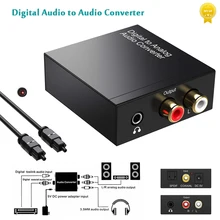 Digital to Analog Audio Converter Optical Fiber Toslink Coaxial Signal to RCA R/L 3.5mm Jack Adapter Audio Decoder DAC Amplifier