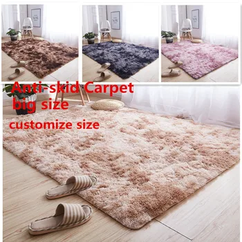 

Custom Modern Solid color Dyeing Plush Soft Rugs for Living Room Child Bedroom carpet area Anti-slip Floor Mats door carpet
