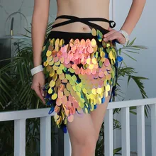 Сексуальные женщины Восточный танец живота Bling большие Блестки Русалка юбка хип шарф короткий на сумку на юбку бедра квадратный блесток юбка S, M, L, XL