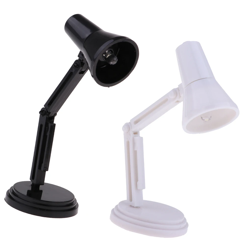 1:6 Scale Dollhouse Desk Lamp, 2 PCS Mini Reading LED Table Light Lamp for 12inch Dolls Action Figures