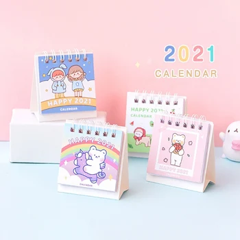 

2021 Honey Friend Rainbow Bear Desktop Paper Mini Calendar Dual Daily Scheduler Table Planner Yearly Agenda Organizer
