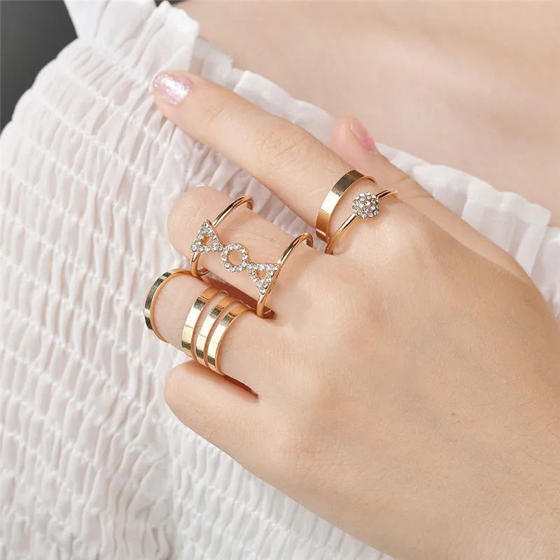 LETAPI 5 шт./компл. Мода Bague панк Совместное круг среднего пальца набор колец с