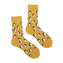 Рождественские носки европейские, американские уличные в стиле Харадзюку Модные женские носки с желтым пингвином Хлопковых Носков