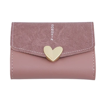 

2019 New arrival Concise Leisure Fashion Vintage Women solid Short Wallet Heart Shaped Student Wallet Card Package Women's walle