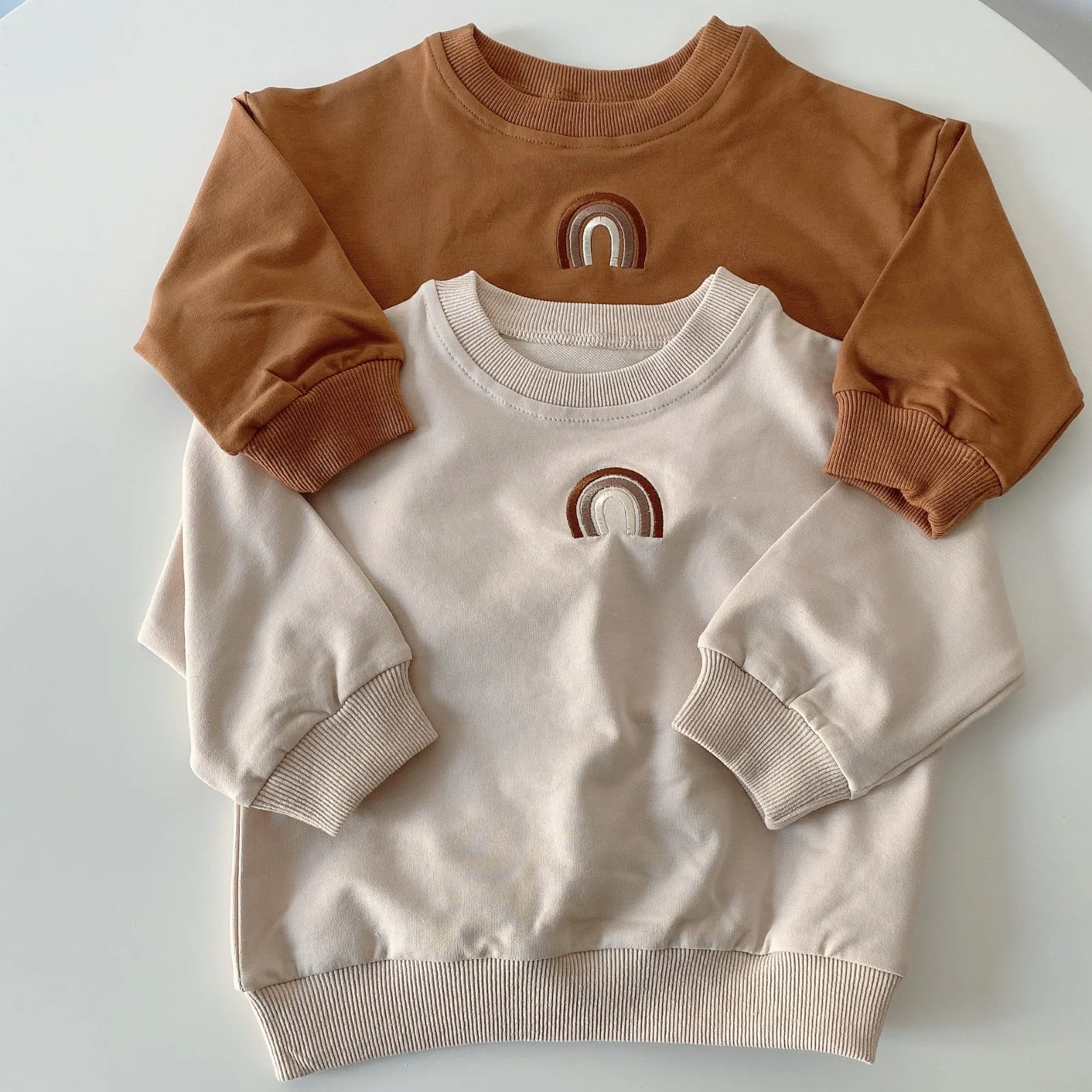 Spring Clothes Baby Boys Rainbow T-shirts Toddler Girls Tops Long Sleeve Embroidery T-shirt Outfits Fashion