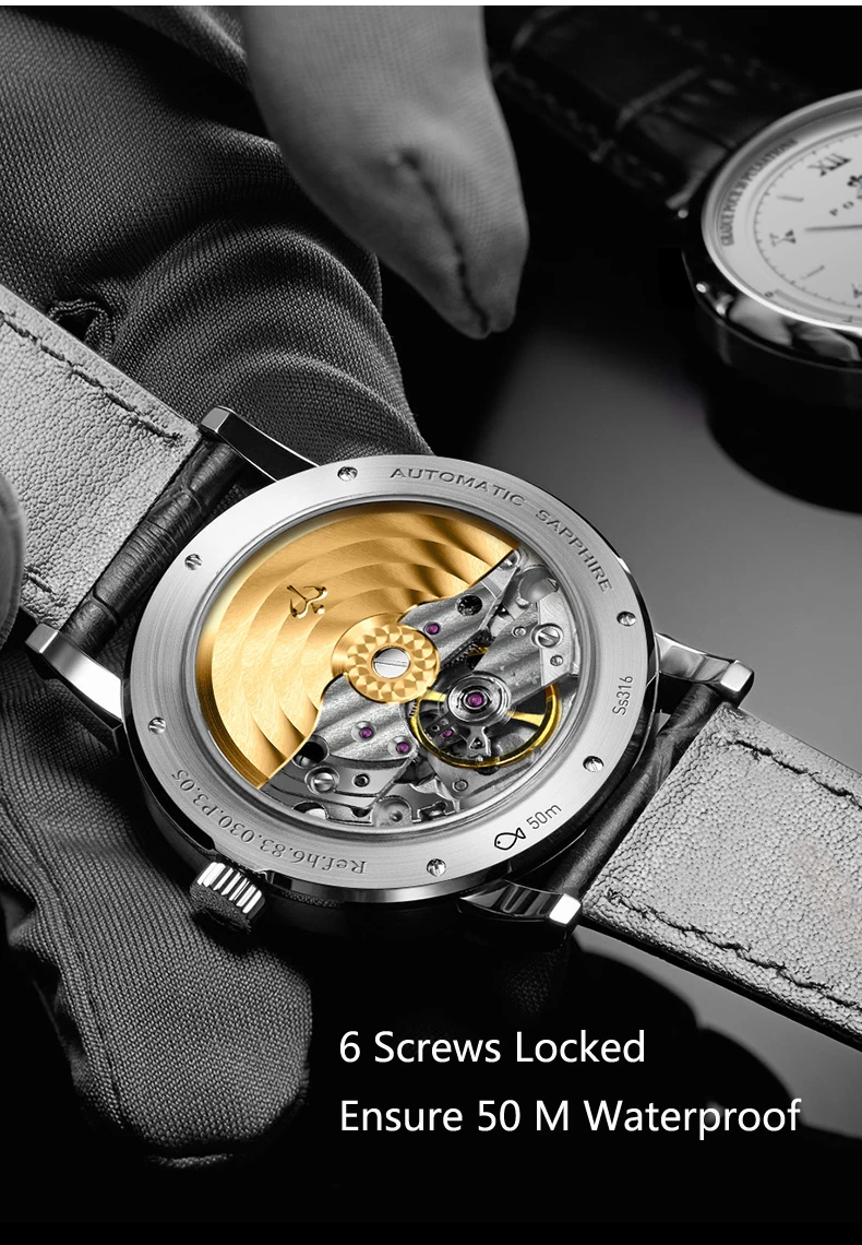 Роскошные Брендовые Часы PONIGER для мужчин Япония NH35A автоматические механические мужские наручные часы 50 м водонепроницаемые часы с тестом сердечного ритма P305-2