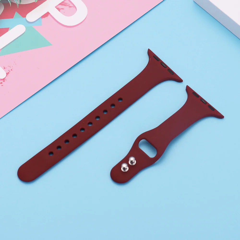 Силиконовый ремешок для спортивных часов для apple watch 4 3 2 1 серия 38 мм 40 ремешок для часов, мм нанесите на 42 мм 44 мм Силиконовые pulseira настольные аксессуары - Цвет ремешка: Wine red