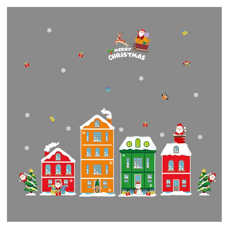 DIY Merry Christmas Дед Мороз Бытовая Настенная Наклейка Праздничные наклейки настенные панно с Санта-Клаусом оконные украшения для украшения магазина