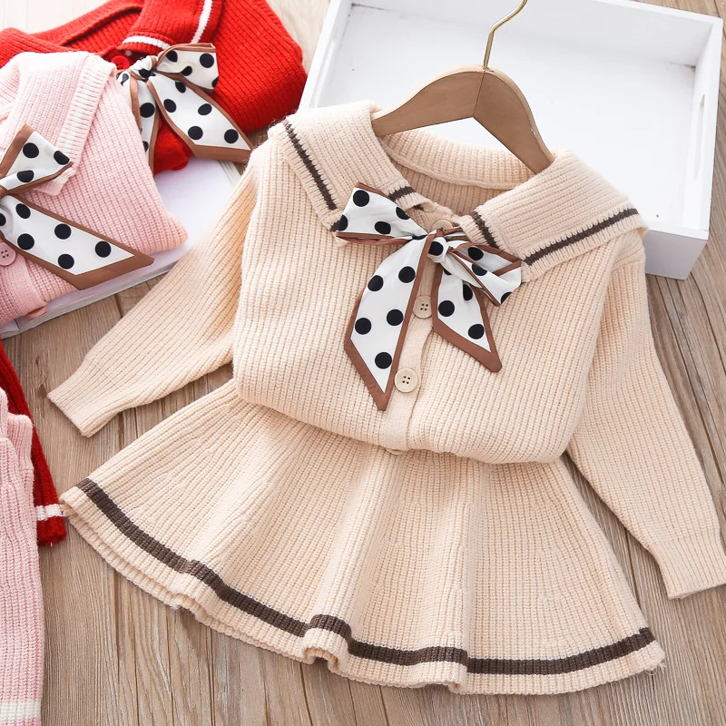 

Girls Winter Clothes Set Long Sleeve Cardigan and Skirt Toddler Girl Knitted Clothes Set for Winter Baby Girl Clothes Drop Ship