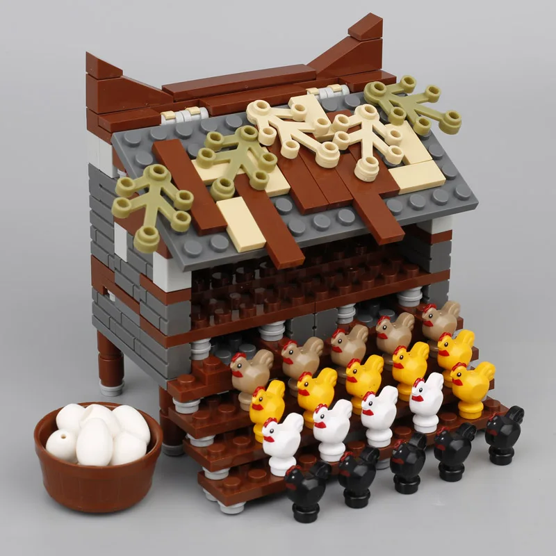 Строительные блоки MOC для домашнего хозяйства городское животное курица DIY
