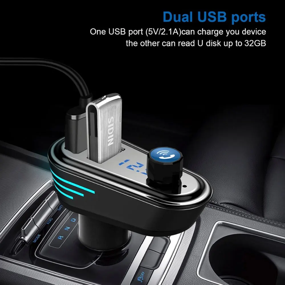 1 шт. Bluetooth Handsfree автомобильный комплект FM модулятор двойной USB зарядка fm-передатчик Bluetooth Автомобильный mp3 плеер