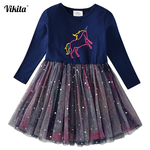 US $7.35 VIKITA Girls Unicorn Dress Princess Tutu Dress for Girls Children Birthday Party Licorne Vestidos K