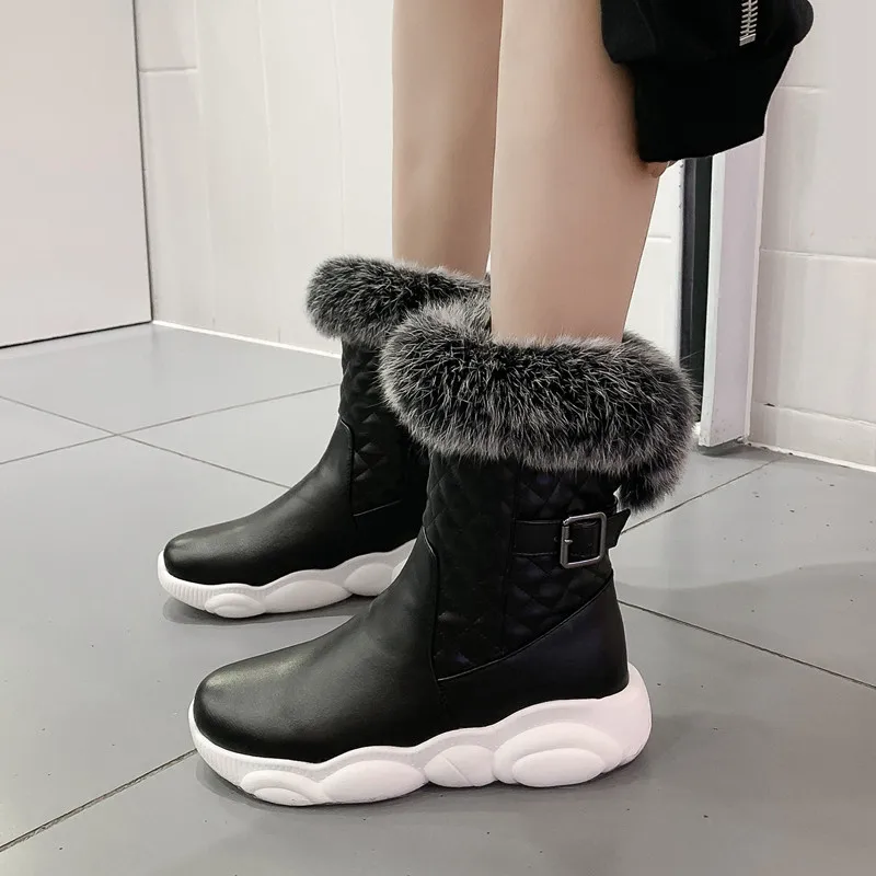 MoonMeek/ г. Большие размеры 33-46, модные удобные зимние ботинки женские зимние ботильоны из искусственной кожи на плоской подошве с квадратным носком