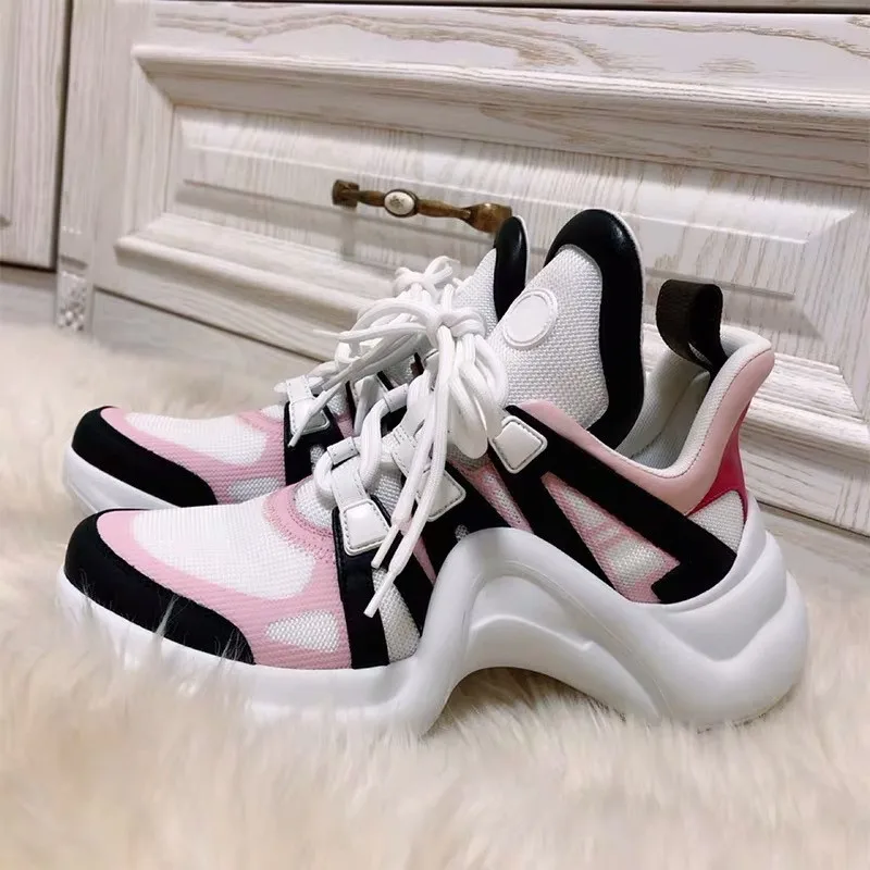 pink Новинка; женские модные дизайнерские кроссовки на платформе; спортивная обувь на шнуровке; лоферы; сезон осень; кроссовки; женская обувь из вулканизированной кожи - Цвет: pink
