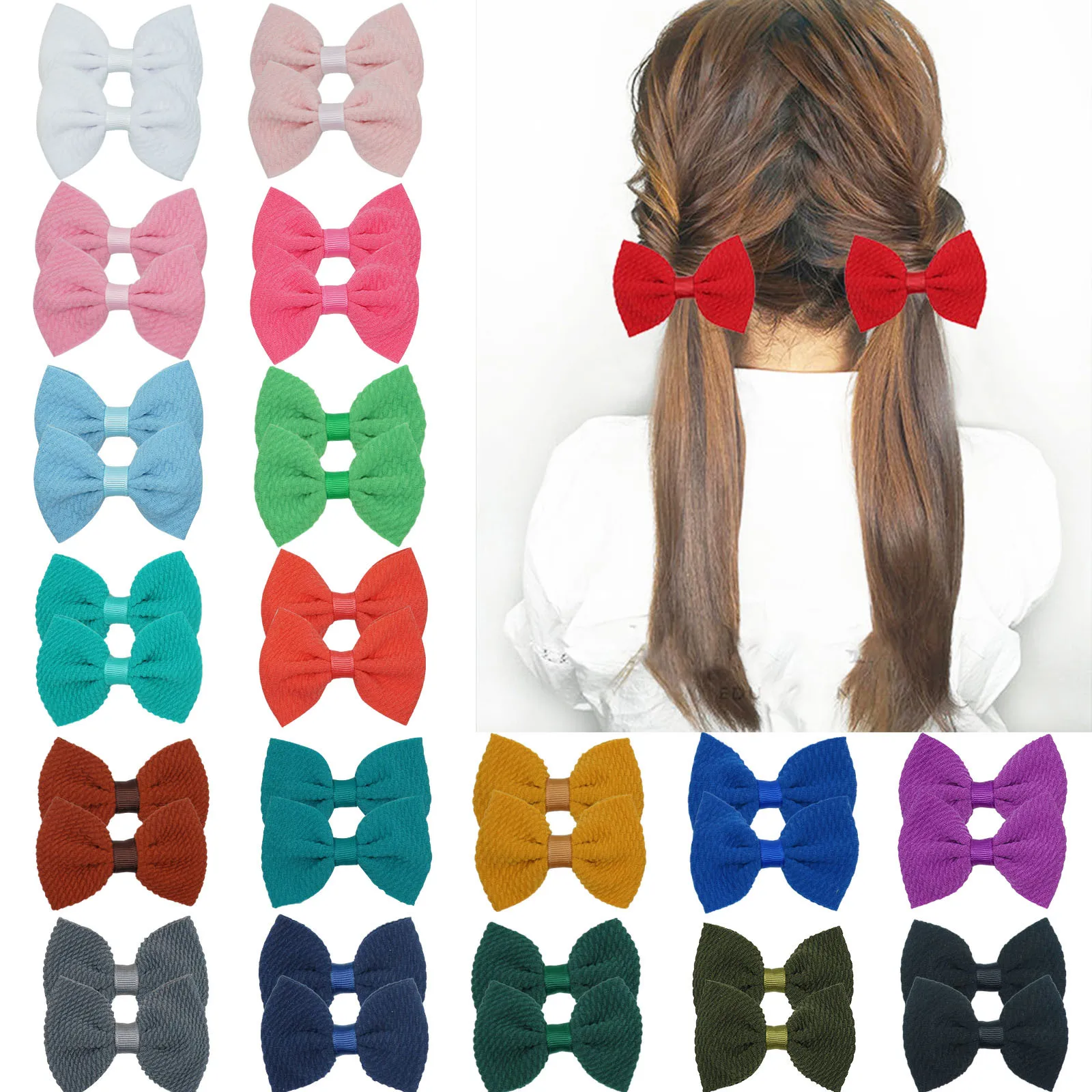 

60pcs/lot 2.75 Inch Hair Bows with Alligator Hair Clips for Baby Girls Toddler Children Barrettes 30 colors Girl Hair Clips Bows