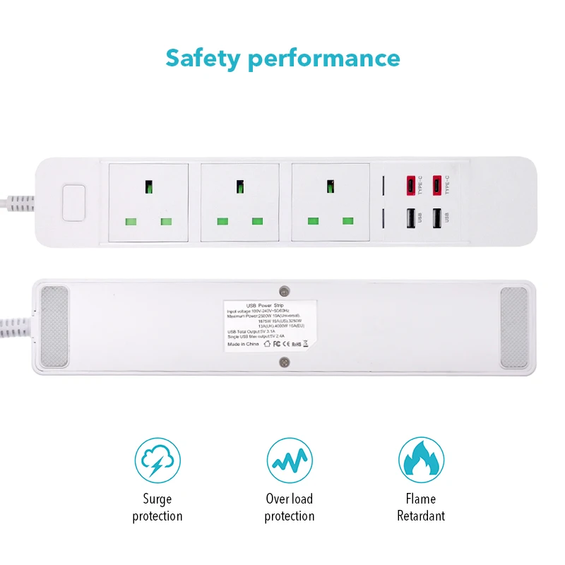 Умная силовая лента с разъемами UK 3 AC 2 USB 2 type-c зарядная станция работает с echo Alexa Google Home IFTTT UK Вилки