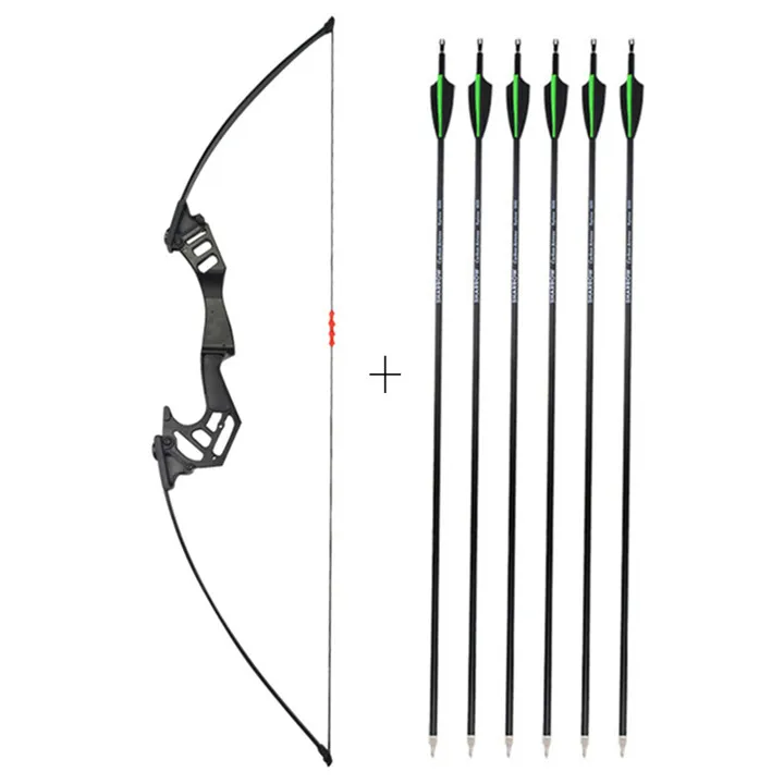 Bow Arrow Sets 5" стрельба из лука прямой лук вынос изогнутый лук 35lbs охотничий лук с 6 шт SP 500 углеродная стрела для стрельбы Охотничьи аксессуары - Цвет: Bow Arrow Sets