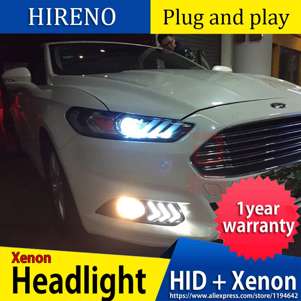Автомобильный Головной фонарь для Ford Mondeo для Fusion 2013, светодиодный фонарь для фар fusion, DRL, двойной луч, объектив, би-ксенон, HID, передний