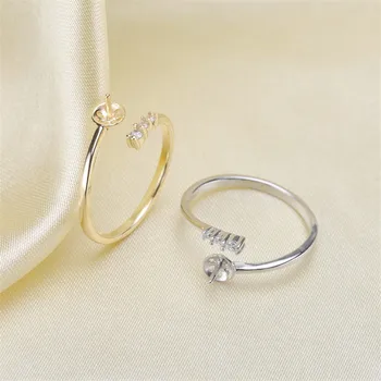 

High Quality Silver plated fittings Open Adjustable Blank Ring Settings Pearl Ring Mountings Fittings Jewellery Accessories