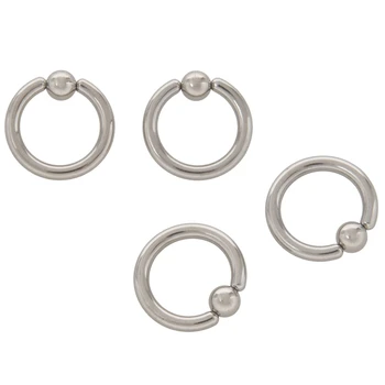 

2 Pair Stainless Steel Captive Bead Ear Rings Hoop BCR Studs Piercing Steel Color, 6G(4mm) x 16mm & 2G(6mm) x 16mm