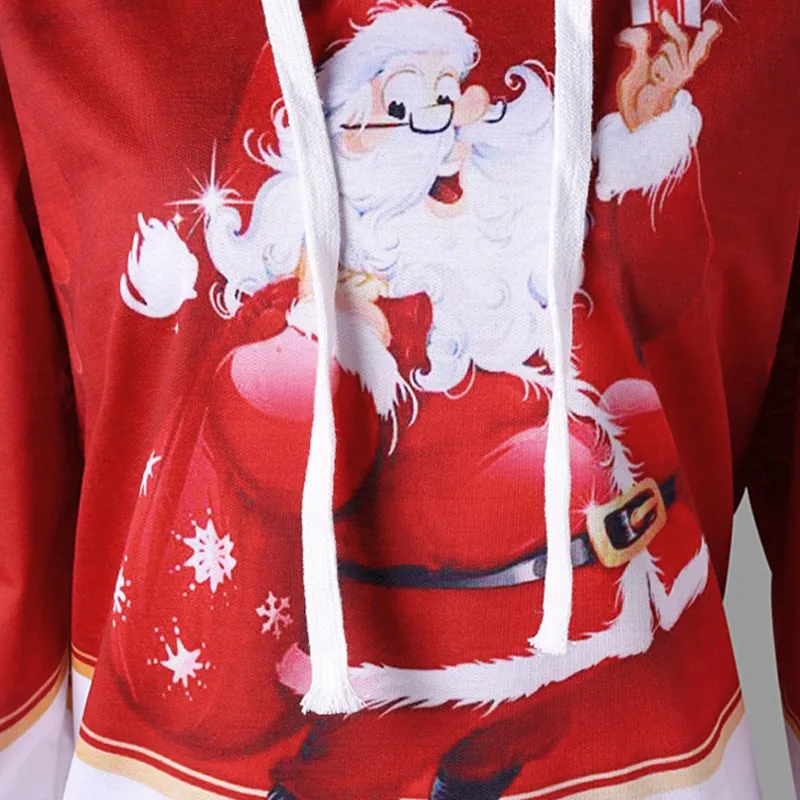 Pop Women Hooded Christmas Santa Claus Long Sleeve Pullover Sweatshirt Tracksuits Pop 88