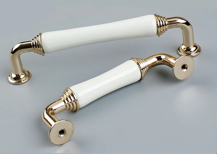 Sue Jill Customizable Korean Style Pastoral Style Gold Color White Ceramic Handle Northern European-Style Modern Cabinet Wardrob