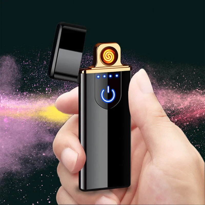 Ветрозащитная перезаряжаемая USB Электронная зажигалка мини металлическая