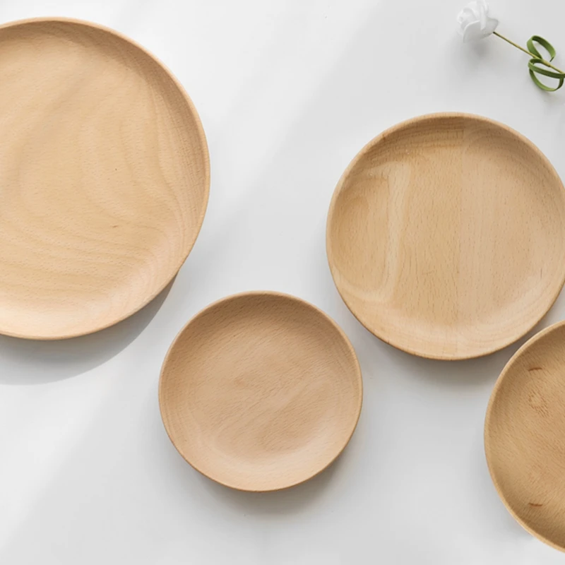 Деревянная круглая тарелка Musowood из бука цельная десертная для завтрака