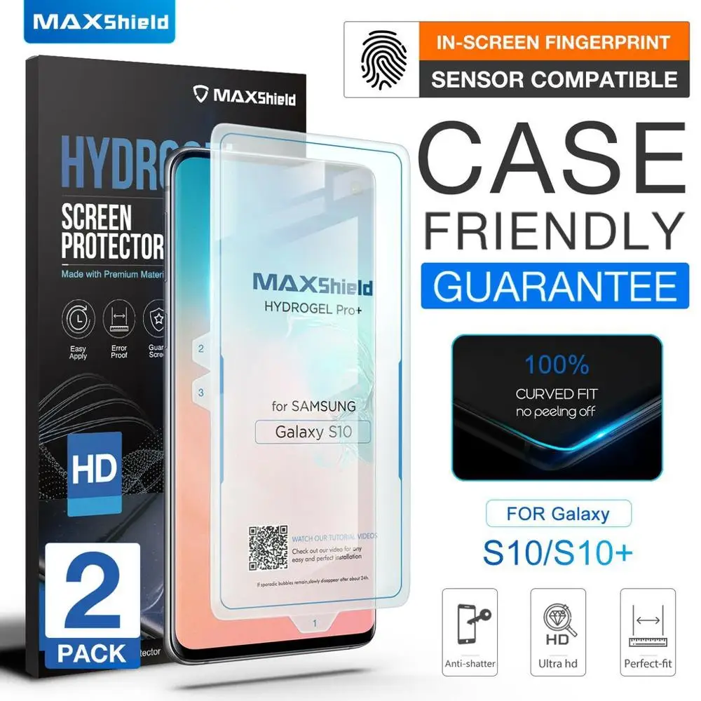 MAXSHIELD 2 шт GALAXY S10 S10+ S9 Plus S10 5G Передняя пленка Note 10 Note 10 Plus 5G Гидрогелевая Защитная пленка для экрана из закаленного стекла
