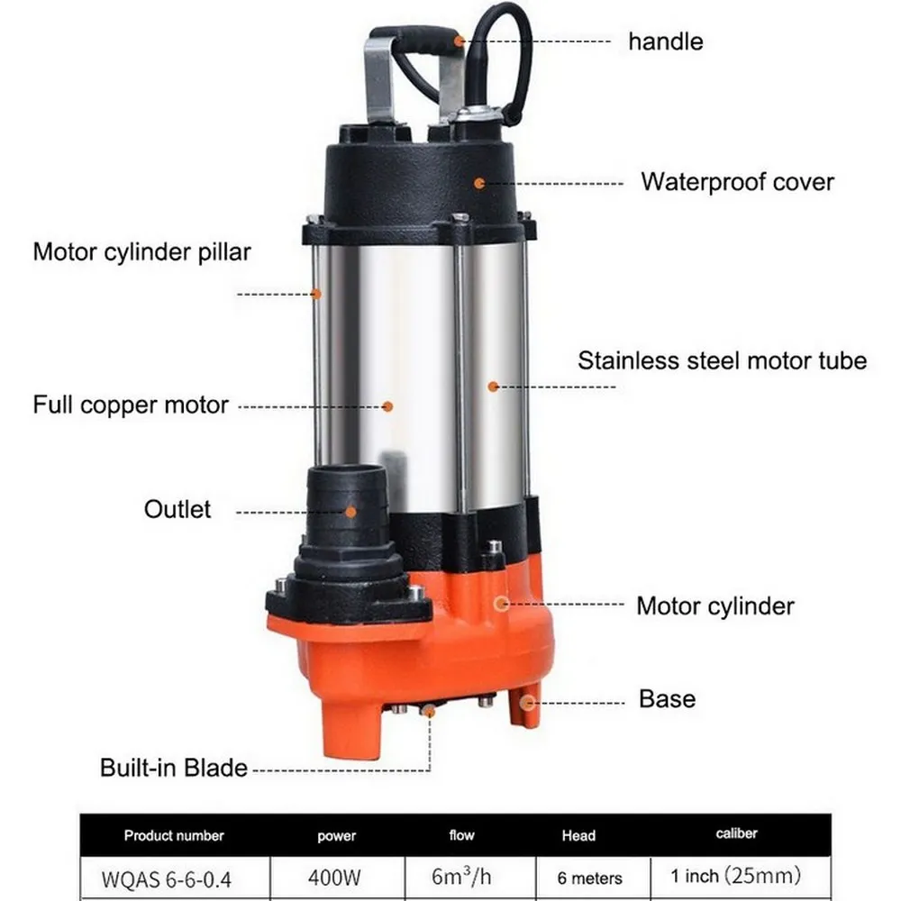 Погружной насос из нержавеющей стали для очистки воды 400 Вт|Насосы| |