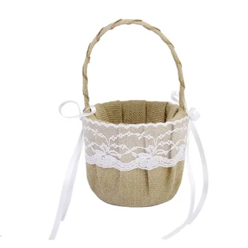 

1 pcs Lace Basket Exquisite Wedding Flower Girl Basket Beautiful Basket Wedding Basket for Flower Girl for Children Girl Kids
