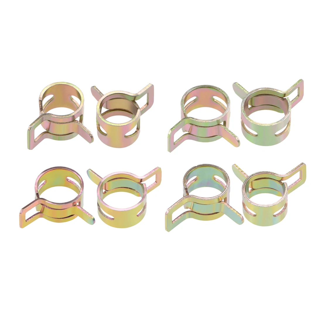 

uxcell 10/20/50pcs Steel Band Clamp 8-12mm for Fuel Line Silicone Hose Tube Spring Clips Clamp Color-zinc Manganese Steel