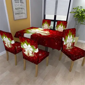 

Elastic Table Chair Cover Christmas 3D Print Tablecloth Rectangular Picnic Dust Christmas Banquet Party Cushion Protector