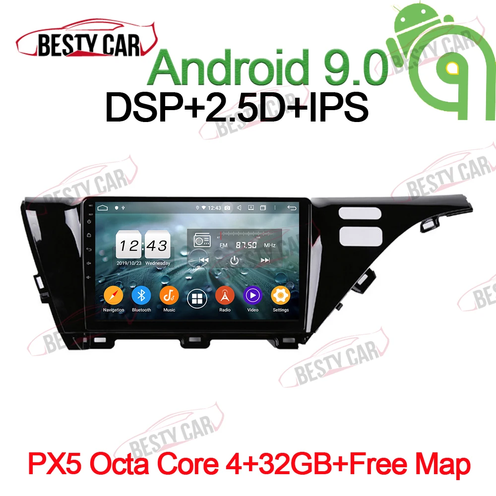10," Android 9,0 Автомобильный мультимедийный плеер Радио Стерео gps навигация для Toyota Camry головное устройство wifi Bluetooth DSP - Цвет: PX5-A-4-32GB-DSP