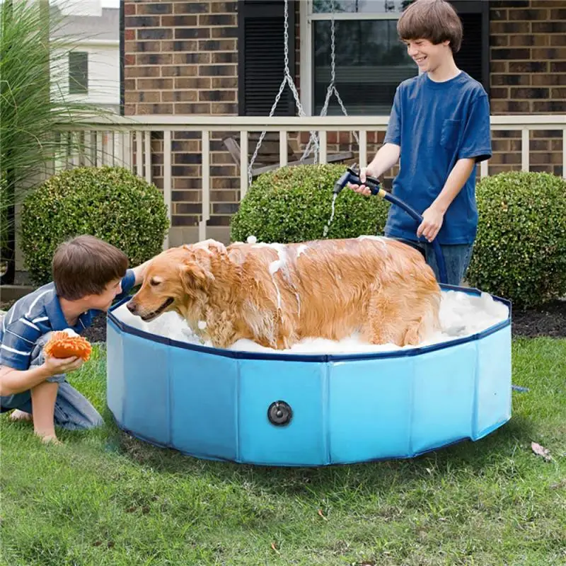 Piscina plegable para perros y gatos, bañera de 2 colores, suministros para niños, HWC