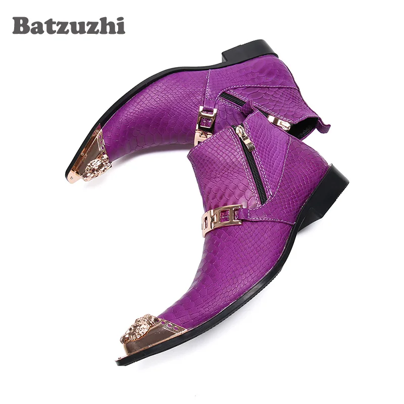 fitted lace wedding dress Men's Captoe Chelsea Boots- Purple : Lethato main image 1