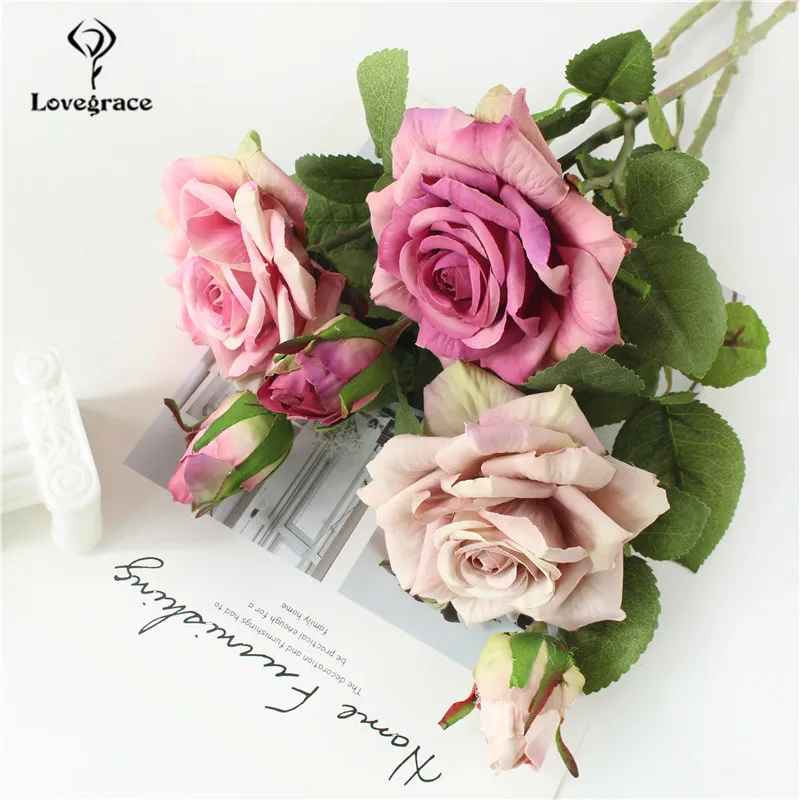 Artificial flower single rose flower branch artificial silk rose wedding scene decoration bride girlfriends bouquet wedding bouquets,artificial rose flowers