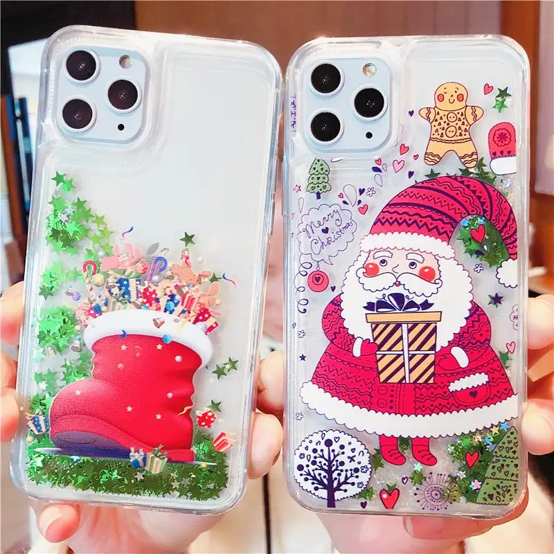 Чехол с зыбучим песком Merry Christmas для iPhone 11 Pro X XR XS MAX 6 6S 7 8 Plus чехол S9 S10 Note 9 10 значок